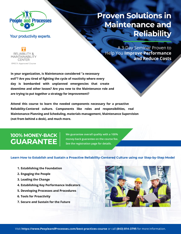 Maintenance And Reliability Best Practices 3 Day Course